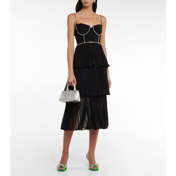 Self-Portrait Dresses & Skirts - Self-Portrait Bustier Tiered Chiffon Midi-Dress size 8